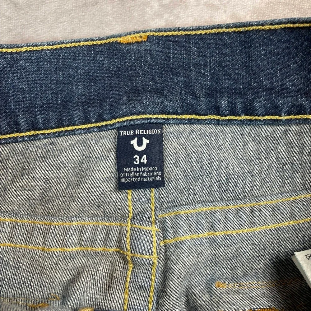 Y2K True Religion Geno Relaxed Slim Jeans Mens 34 Medium Wash Blue Denim